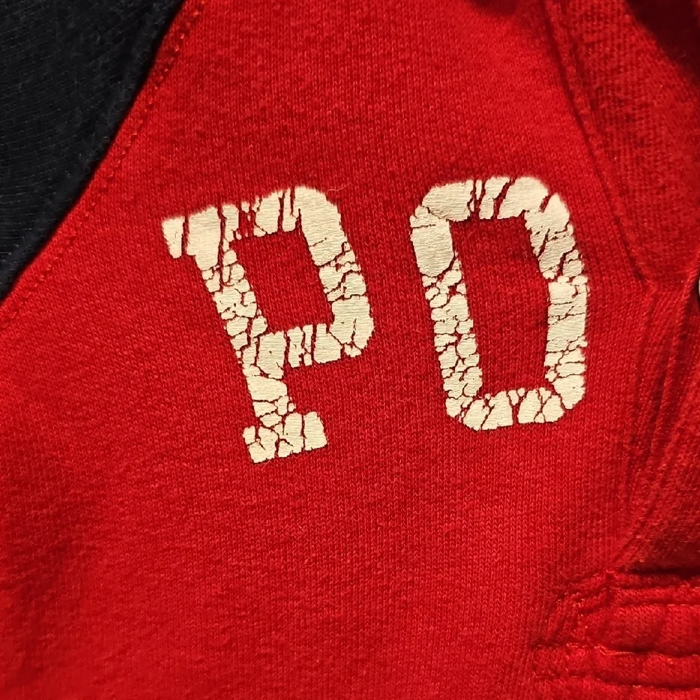 VINTAGE Polo Ralph Lauren Kids Baby Red Navy Sweatsuit One Piece 9 Month Jumper